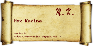 Max Karina névjegykártya